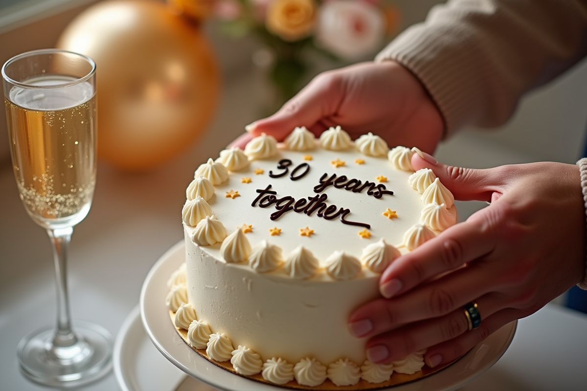 Mains décorant un gâteau d
