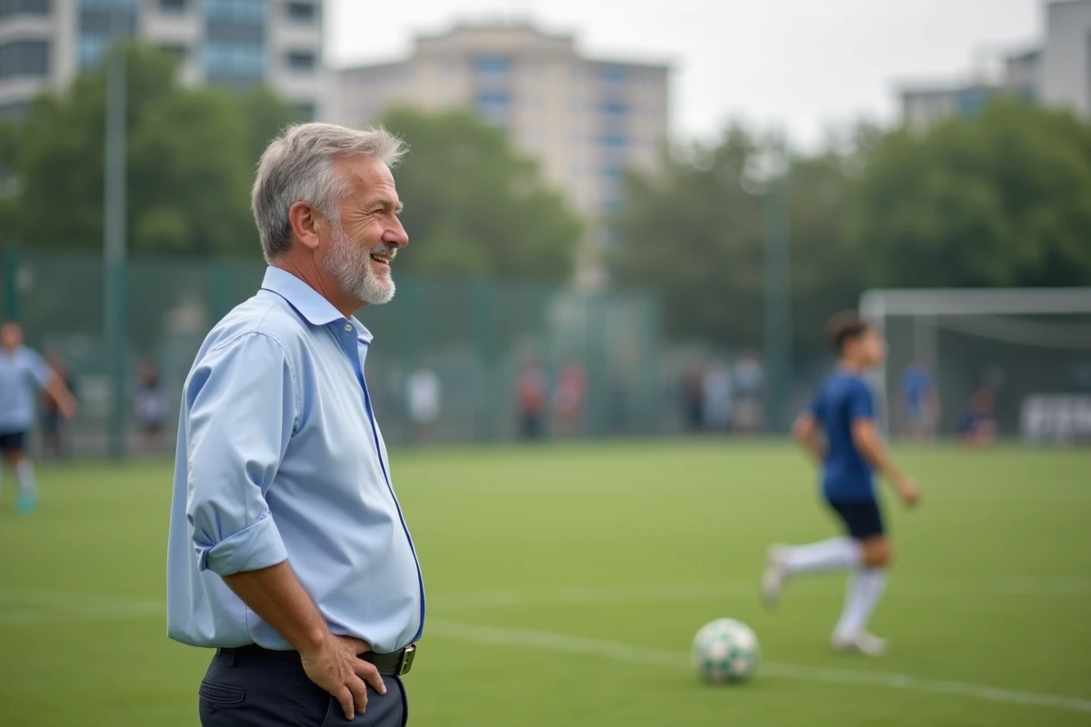 Père encourage son fils lors d