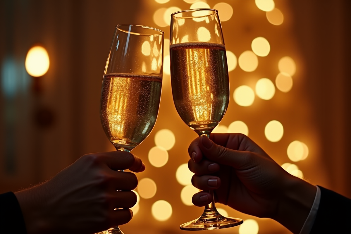 Mains tenant des verres de champagne en toast